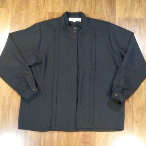 Oscar de la Renta Womens Sheer Button Down Top